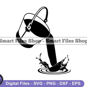 Bucket Spilling Water Svg, Bucket Svg, Water Svg, Cleaning Svg, Bucket Dxf, Bucket Png, Bucket Clipart, Bucket Files, Eps