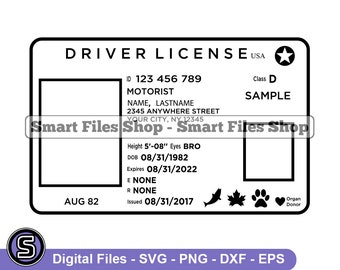 Drivers Licence Template Svg, Drivers Licence Svg, ID Svg, Identification Svg, Svg, Drivers Licence Dxf, Png, Clipart, Files, Eps