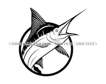 Marlin Logo Svg, Marlin Svg, Fishing Svg, Fish Svg, Marlin Dxf, Marlin Png, Marlin Clipart, Marlin Files, Eps