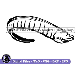 Moray Eel SVG, Eel SVG, Ocean Creatures Svg, Eel Dxf, Eel Png, Eel Clipart, Eel Files, Eps