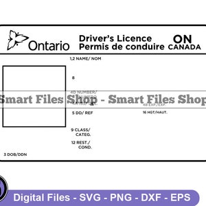 Canada Drivers Licence Empty Template Svg, Drivers Licence Svg, ID Svg, Identification Svg, Drivers Licence Dxf, Png, Clipart, Files, Eps