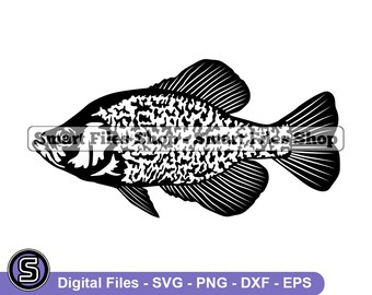 Black Crappie Svg, Fish Svg, Fishing Svg, Fishing Dxf, Fishing Png, Fishing Clipart, Fishing Files, Fishing Eps