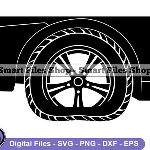 Flat Tire SVG, Car Tire SVG, Car Wheel Svg, Car Mechanic Svg, Flat Tire Dxf, Flat Tire Png, Flat Tire Clipart, Flat Tire Files, Eps
