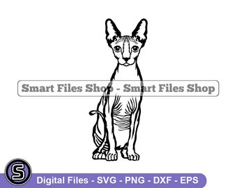 Sphynx Cat #2 SVG, Sphynx Cat Svg, Cat Svg, Pet Svg, Sphynx Dxf, Cat Png, Cat Clipart, Cat Files, Cat Eps