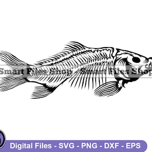 Fish Skeleton SVG, Carp SVG, Fishing Svg, Fish Skeleton Dxf, Fish Skeleton Png, Fish Skeleton Clipart, Fish Skeleton Files, Eps