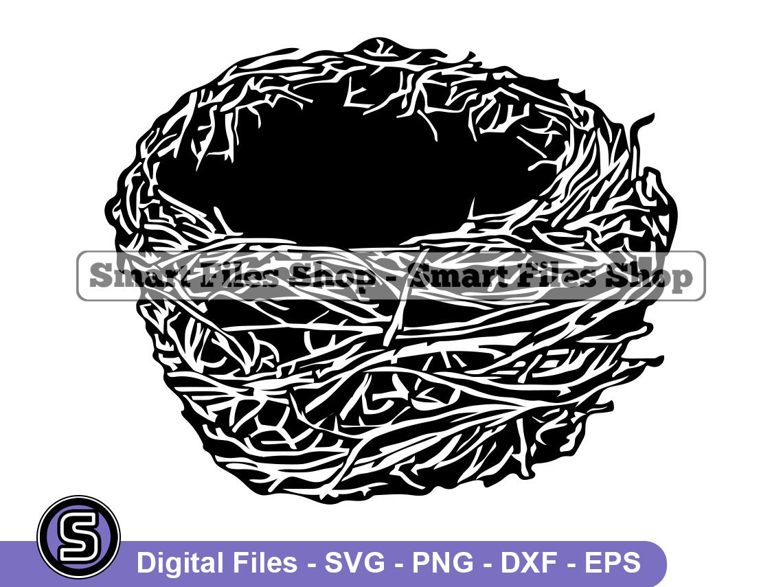 Empty Bird Nest Clip Art Black And White
