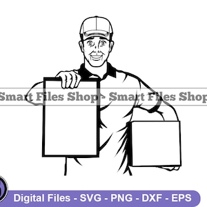 Delivery Man Sign In Hand Svg, eCommerce Svg, Shipping Svg, Delivery Dxf, Delivery Png, Delivery Clipart, Delivery Files, Delivery Eps