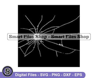 Bullet Hole #2 SVG, Cracked Glass SVG, Broken Glass Svg, Bullet Hole Dxf, Bullet Hole Png, Bullet Hole Clipart, Bullet Hole Files, Eps