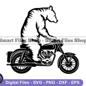 Bear Riding Motorcycle SVG, Bear Svg, Motorcycle Svg, Motorcycling Svg, Biking Svg, Bear Dxf, Bear Png, Bear Clipart, Bear Files, Eps