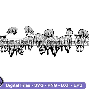 Herd of Sheep #2 Svg, Sheep Svg, Shepherd Svg, Farm Animals Svg, Sheep Dxf, Sheep Png, Sheep Clipart, Sheep Files, Eps