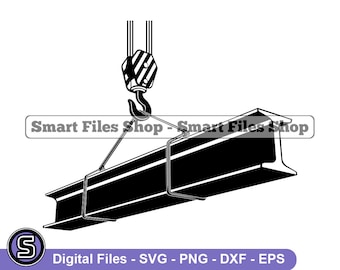 Gancho de grúa con viga de acero svg, gancho de grúa svg, gancho svg, construcción svg, gancho de grúa dxf, gancho de grúa Png, clipart de gancho de grúa, archivos, eps