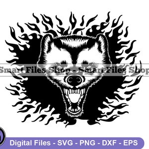 Flaming Wolverine Svg, Flaming Animals Svg, Flame Svg, Wolverine Svg, Wolverine Dxf, Wolverine Png, Wolverine Clipart, Wolverine Files