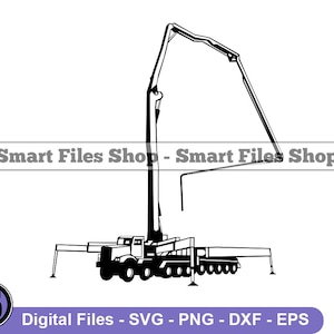Concrete Pump Truck #4 Svg, Heavy Equipment Svg, Cement Pump Truck Svg, Concrete Truck Dxf, Concrete Truck Png, Clipart, Files, Eps