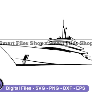Superyacht #2 Svg, Yacht Svg, Sailing Svg, Luxury Yacht Svg, Yacht Dxf, Yacht Png, Yacht Clipart, Yacht Files, Eps