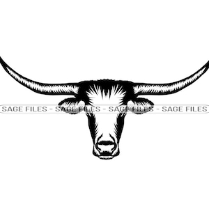 Texas Longhorn Mascot SVG, Texas Longhorn Face SVG, Texas Longhorn Head Svg, Cattle Svg, Texas Longhorn Dxf, Png, Clipart, Files, Eps