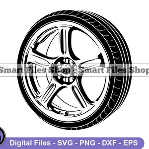 Car Rim #2 Svg, Car Tire Svg, Tire Shop Svg, Car Tire Svg, Auto Repair Svg, Mechanic Svg, Dxf, Png, Clipart, Files, Eps