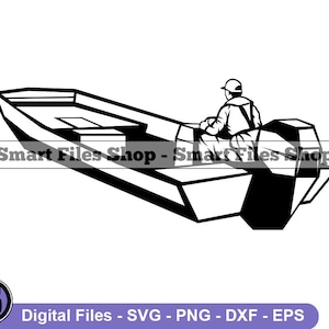 Jon Boat #2 Svg, Boat Svg, Boating Svg, Speed Boat Svg, Fishing Svg, Jon Boat Dxf, Jon Boat Png, Jon Boat Clipart, Jon Boat Files, Eps