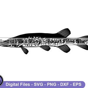 Chain Pickerel Svg, Fish Svg, Fishing Svg, Fishing Dxf, Fishing Png, Fishing Clipart, Fishing Files, Fishing Eps