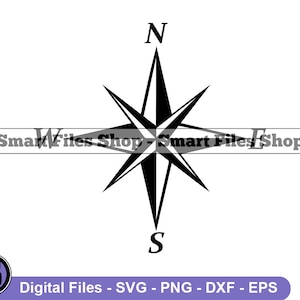 Compass Star #2 Svg, Compass Star Svg, Navigation SVG, Compass Star Dxf, Compass Star Png, Compass Star Clipart, Compass Star Files, Eps