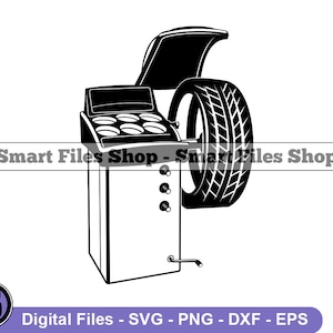 Wheel Balancing Machine Svg, Tire Shop Svg, Car Tire Svg, Auto Repair Svg, Tire Shop Dxf, Tire Shop Png, Tire Shop Clipart, Files, Eps
