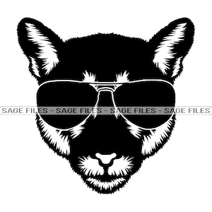 Mountain Lion In Sunglasses SVG, Mountain Lion SVG, Cool Mountain Lion Svg, Mountain Lion Dxf, Mountain Lion Png, Clipart, Files, Eps