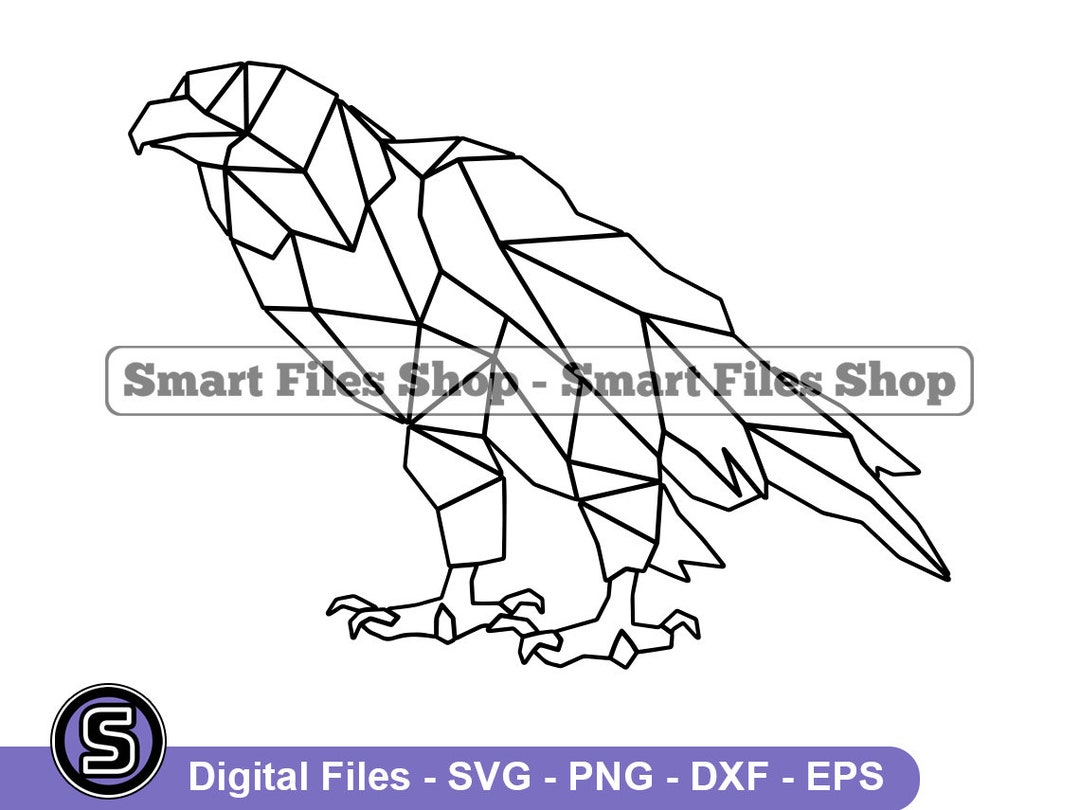 Geometric Eagle Outline Svg, Eagle Svg, Geometric Animals Svg, Animals