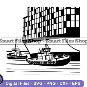 Tugboat #4 Svg, Tugboat Svg, Tugboat Dxf, Tugboat Png, Tugboat Clipart, Tugboat Files, Eps