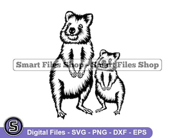Quokka Mama & Baby SVG, Quokka SVG, Animals Svg, Quokka Dxf, Quokka Png, Quokka Clipart, Quokka Files, Quokka Eps