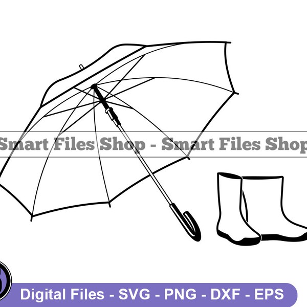 Gumboots And Umbrella Svg, Gumboots Svg, Umbrella Svg, Rain Svg, Umbrella Dxf, Umbrella Png, Umbrella Clipart, Umbrella Files, Eps