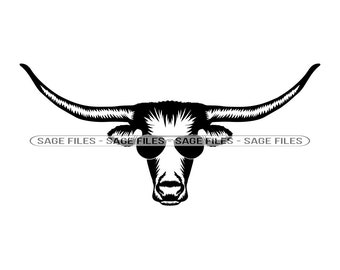 Texas Longhorn In Zonnebril SVG, Texas Longhorn SVG, Cool Texas Longhorn Svg, Texas Longhorn Dxf, Texas Longhorn Png, Clipart, Bestanden, Eps