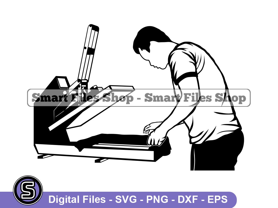 T-shirt Printing 2 Svg, Heat Press Machine Svg, Print on Demand Svg, T-shirt  Printing Dxf, T-shirt Printing Png, Clipart, Files, Eps 