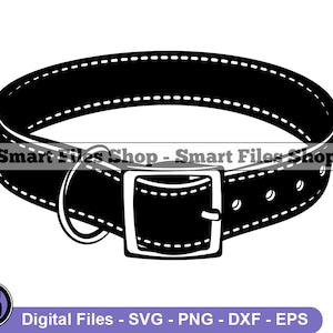 Könnte beinhalten: Schwarz-weiße Silhouette eines Hundehalsbands mit einer Schnalle. Das Halsband ist aus Leder und hat ein genähtes Design.
