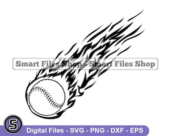 Flaming Baseball Svg, Baseball Svg, Softball Svg, Baseball Dxf, Baseball Png, Baseball Clipart, Baseball Files, Baseball Eps