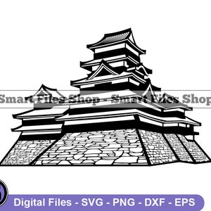 Japanese Castle Svg, Japanese Fortress Svg, Japanese Architecture Svg, Japan Svg, Japan Dxf, Japan Png, Japan Clipart, Japan Files, Eps