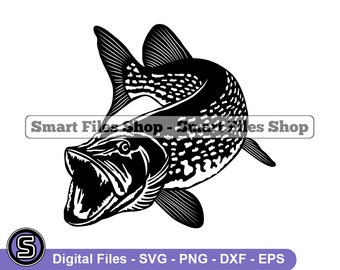 Northern Pike Svg, Pike Fishing Svg, Fish Svg, Fishing Svg, Fishing Dxf, Fishing Png, Fishing Clipart, Fishing Files, Eps