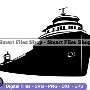 Lake Freighter #3 Svg, Lake Freighter Svg, Shipping Svg, Industrial Svg, Lake Freighter Dxf, Lake Freighter Png, Clipart, Files, Eps