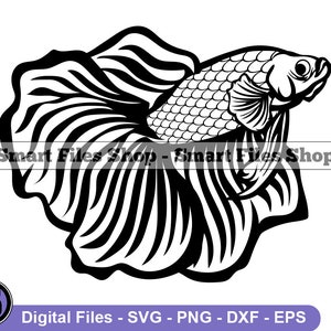 Siamese Fighting Fish Svg, Aquarium Fish Svg, Fish Svg, Fish Dxf, Fish Png, Fish Clipart, Fish Files, Eps
