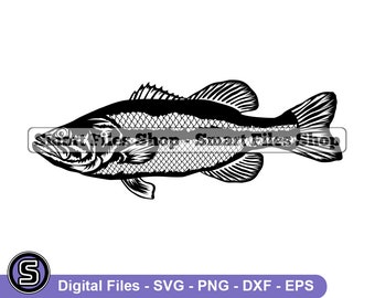 Largemouth Bass Svg, Fish Svg, Fishing Svg, Fishing Dxf, Fishing Png, Fishing Clipart, Fishing Files, vEps