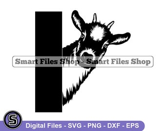 Espiando Cabra #2 Svg, Cabra Svg, Animais de Fazenda Svg, Cabra Dxf, Cabra Png, Cabra Clipart, Arquivos de Cabra, Eps