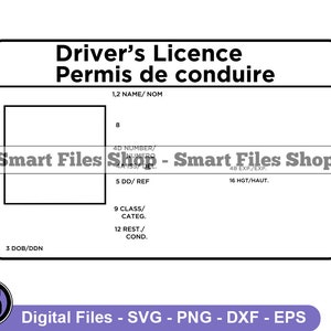 Canada Drivers Licence Empty Template #2 Svg, Drivers Licence Svg, ID Svg, Identification Svg, Drivers Licence Dxf, Png, Clipart, Files