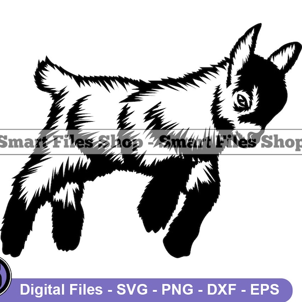 Jumping Baby Goat Svg, Goat Svg, Baby Goat Dxf, Baby Goat Png, Baby Goat Clipart, Baby Goat Files, Eps