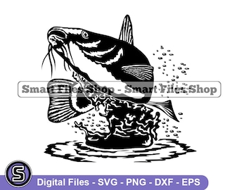 Catfish Fishing Svg, Catfish Svg, Fishing Svg, Catfish Dxf, Catfish Png, Catfish Clipart, Catfish Files, Eps