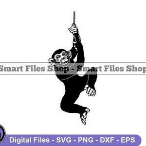 Monkey Hanging On A Rope #3 Svg, Monkey Svg, Monkey Dxf, Monkey Png, Monkey Clipart, Monkey Files, Eps