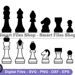 Chess Pieces King Queen Knight Bishop Castle Rook Pawn Chess SVG Files