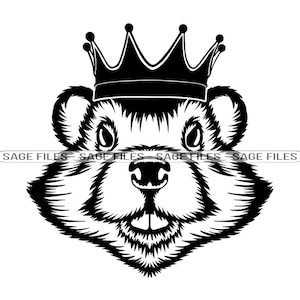 Beaver In Crown #2 SVG, Beaver SVG, Beaver King SVG, Beaver Dxf, Beaver Png, Beaver Clipart, Beaver Files, Eps