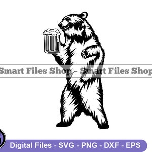 Bear With Beer In Hand Svg, Beer Svg, Bear Svg, Beer Dxf, Beer Png, Beer Clipart, Beer Files, Beer Eps