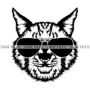 Bobcat en gafas de sol SVG, Bobcat SVG, Cool Bobcat Svg, Bobcat Dxf, Bobcat Png, Bobcat Clipart, Bobcat Files, Eps