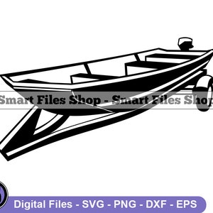 Jon Boat on Trailer Svg, Jon Boat Svg, Motor Boat Svg, Boat Svg, Jon Boat Dxf, Jon Boat Png, Jon Boat Clipart, Jon Boat Files, Eps