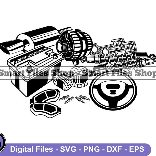 Car Parts Logo Svg, Car Mechanic Svg, Auto Repair Svg, Car Parts Dxf, Car Parts Png, Car Parts Clipart, Car Parts Files, Car Parts Eps