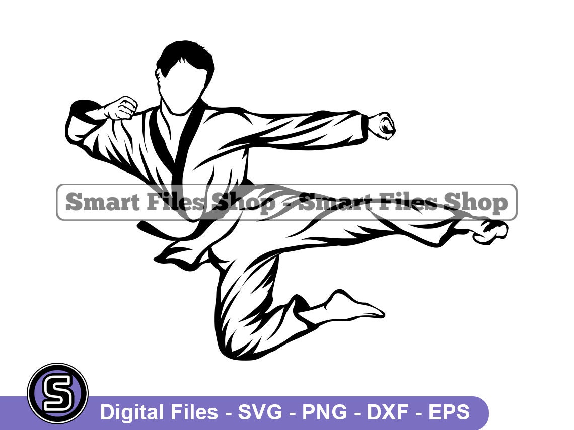 Flying Karate Kick Silhouette